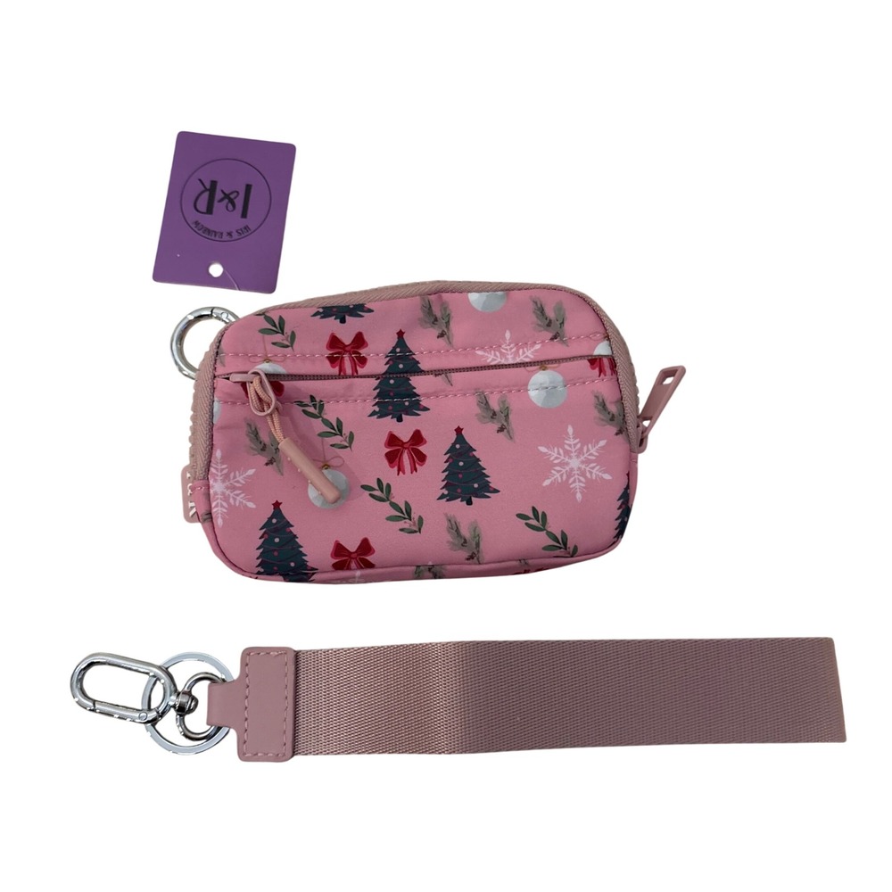 Iris & Rainbow Keychain Wallet Womens OS Pink Christmas Tree Holiday Mini Pouch